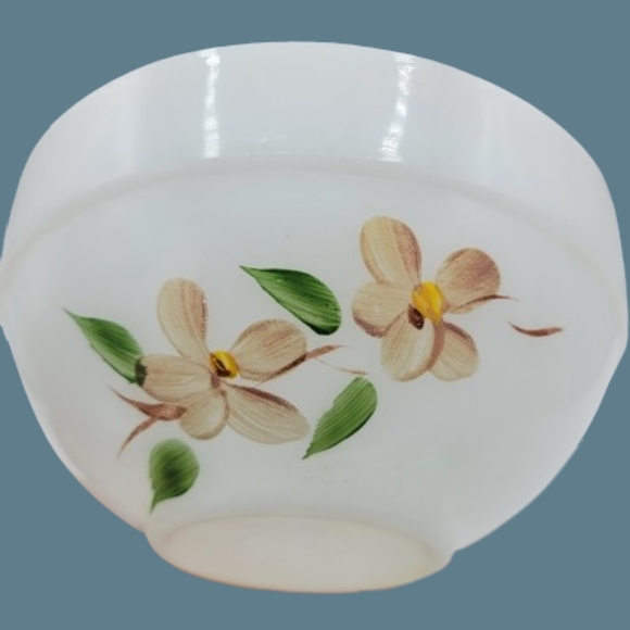 Anchor Hocking Fire King Gay Fad Peach Blossom Milk Glass 6" Mixing Bowl Vintage - Picture 5 of 6